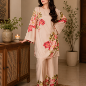 Rayon Slub Blush Bloom Co-Ord Set Kurti